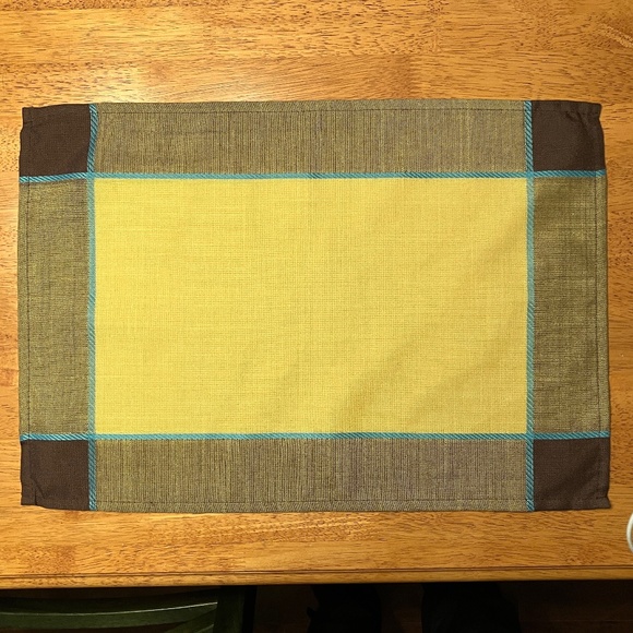 Table Placemats Yellow, Brown, Teal, Set of 4 - Picture 1 of 2